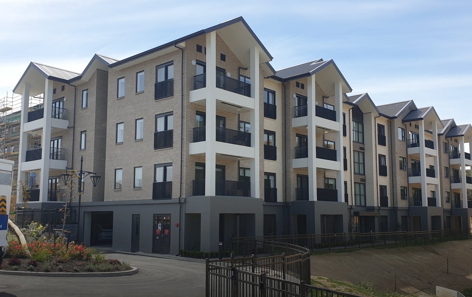 Plaster clad apartment building